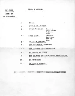 Organisation du cortège 1970 : ordre du cortège