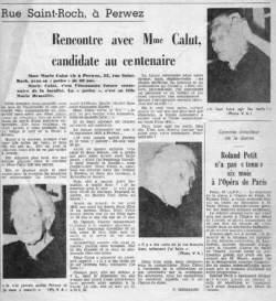 Rencontre avec Mme Calut, candidate au centenaire : article paru en 1970 peu avant le centenaire