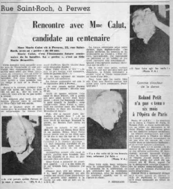 Rencontre avec Mme Calut, candidate au centenaire : article paru en 1970 peu avant le centenaire
